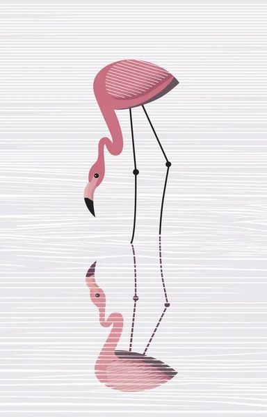 优雅的粉红色火烈鸟 简约图像 — 图库矢量图片