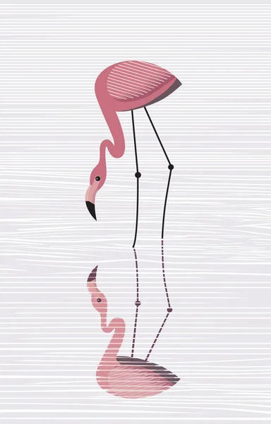 Flamingo Rosa Elegante Vetor Imagem Minimalista — Vetor de Stock