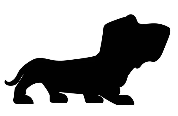 Silhouette Eines Bassetthundes Auf Weißem Hintergrund — Stockvektor