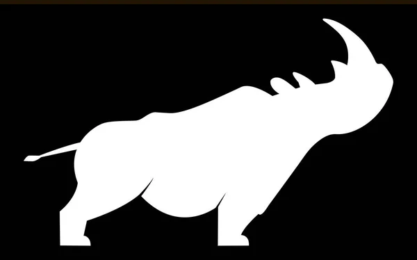 White silhouette of a rhinoceros — Stock Vector