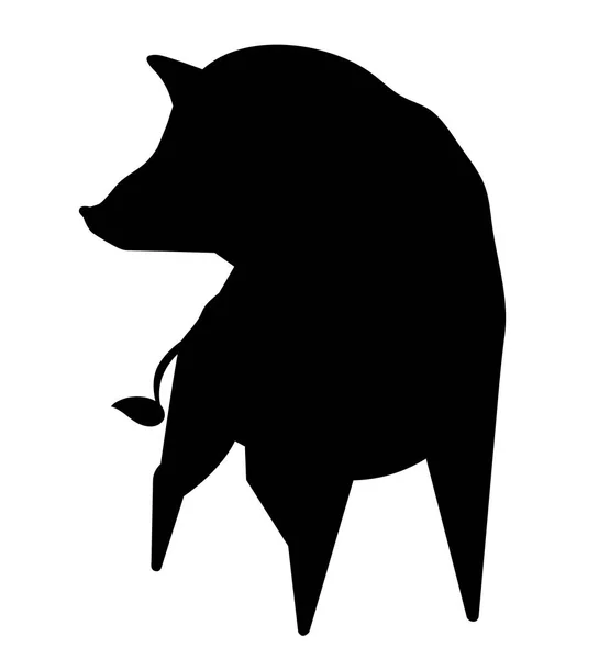 Wildschweinsilhouette Tierzeichen Auf Dem Chinesischen Tierkreis Minimalistisches Bild Auf Weißem — Stockvektor