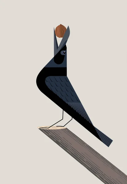 Cuervo con nuez — Archivo Imágenes Vectoriales
