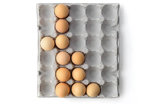신선 한 농장 달걀 ib 상자 흰색에 분리 — 스톡 사진