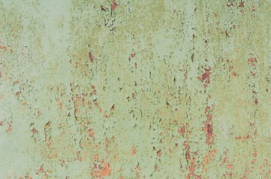 Soyut metal doku arka planı. Paslı eski yüzey ve yeşil çamurlu