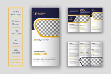 Corporate tri-fold brochure template design clipart