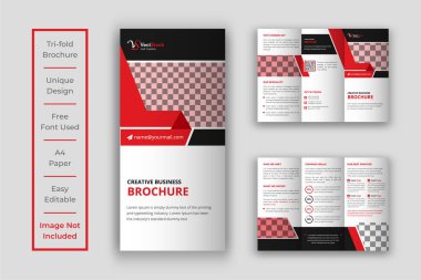 Corporate business tri-fold brochure template design clipart