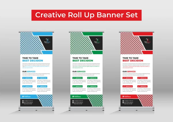 Business Roll Set Standee Banner Template Corporate Roll Banner Template Vector Graphics