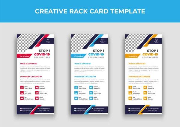 Stop Covid Rack Card Flyer Design Stock Vector
