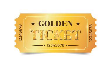 Vektör altın bilet şablonu. Birinci sınıf bilet tasarımı