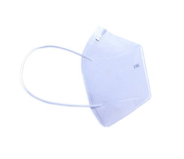 N95 maskelerinin beyaz arka planda izole edilmiş fotoğrafı.