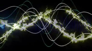 Enerji parçacıkları ile DJ müzikal dalga biçimi arkaplanı