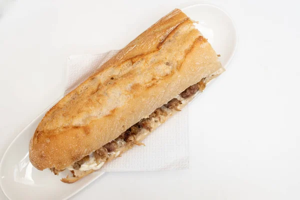 Calamar Frit Pané Dans Sandwich Baguette — Photo