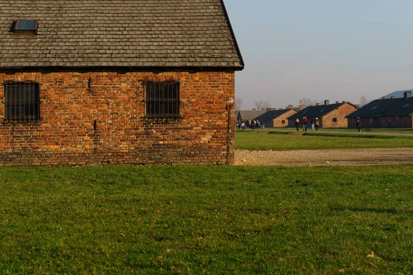 Een Koele Plek Dit Zijn Woonblokken Van Kamp Birkenau — Stockfoto