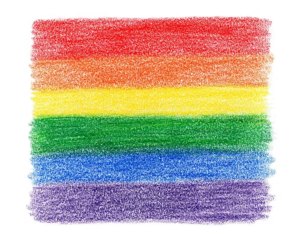 Regnbågsflaggan Färgad Penna Textur Vit Bakgrund — Stockfoto