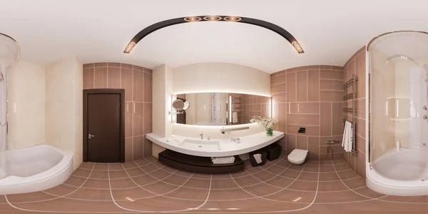 360 απρόσκοπτη 3d τετηγμένα Πανόραμα εσωτερικό σχεδιασμό μπάνιο σε mo — Φωτογραφία Αρχείου