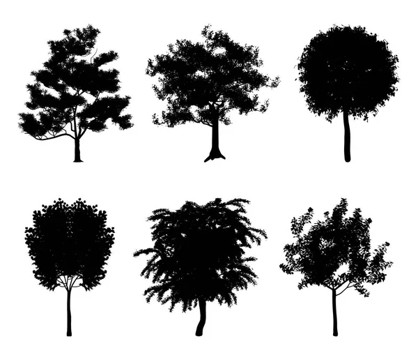 Векторные силуэты деревьев для фона и архитектуры — стоковый вектор