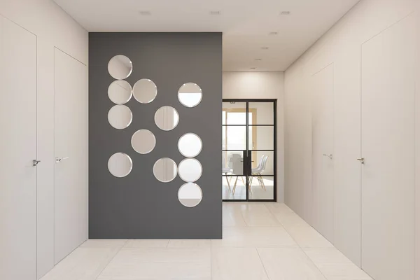 3d renderizar el diseño interior de un vestíbulo en una casa de campo privada — Foto de Stock