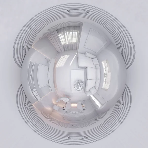 360 renderen panorama interieur woonkamer — Stockfoto