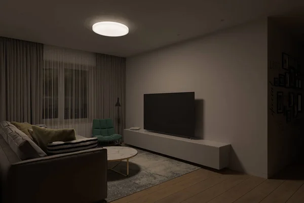 Living Room Interior Design Modern Architectural Style Series Render Interior — Stock Photo, Image