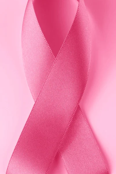 Dolce Forma Nastro Rosa Sfondo Rosa Carta Cancro Seno Simbolo — Foto Stock
