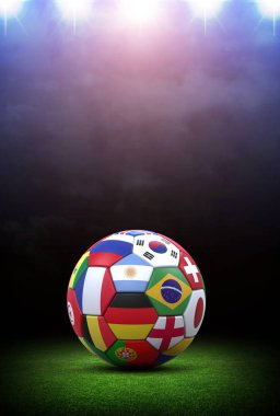 Futbol topu Stadyumu, hayali futbol stadyumu modellenmiş ve render.