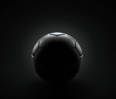 Siyah zemin üzerinde futbol topu, 3D render