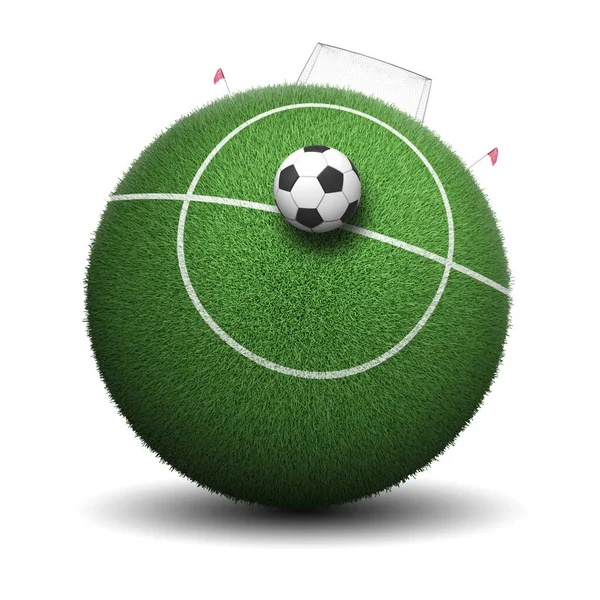 Soccer Ball Grass Render — Stock Photo, Image