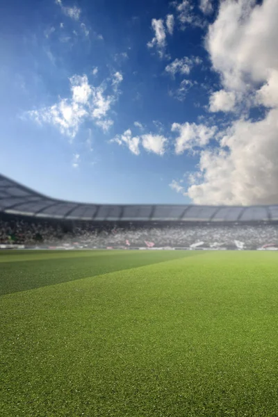 Stadion Piłkarski Zachmurzone Niebo Renderowania — Zdjęcie stockowe