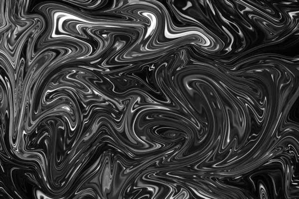 Zwart Wit Vloeistof Verf Marmerende Textuur — Stockfoto