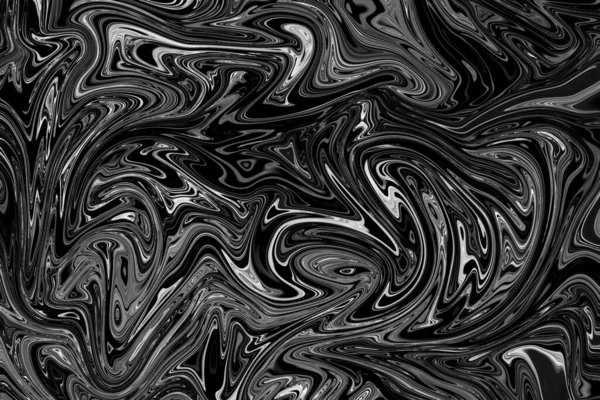 Czarno Biały Płyn Farba Marbling Tekstury — Zdjęcie stockowe