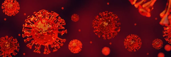 3D render Coronavirus 2019-nCov and corona virus influenza medical health pandemic virus in microscope virus close up.