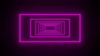Pembe neon ışıklı tünel animasyon kara arkaplan, Restro bilim kurgu