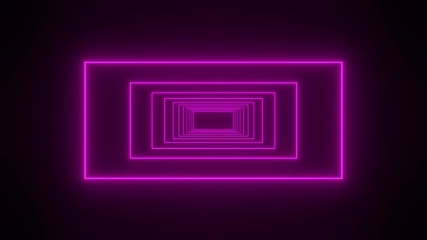 Rosa Neon Luce Tunnel Animazione Nero Sfondo Restro Sci — Video Stock