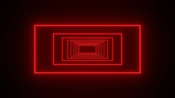 红霓虹灯隧道动画黑色背景 Restro Sci — 图库视频影像