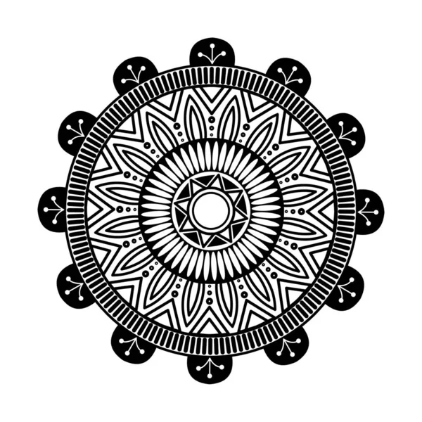 Branco Preto Mandala Vetor Ilustração — Vetor de Stock