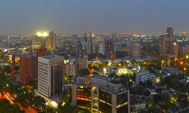 Panoramic Aerial Evening View of Central New Delhi India. clipart