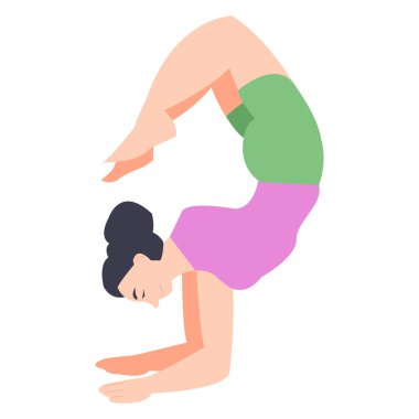 Yoga pozunda dengede duruyor. bireysel yoga dersleri. Kızın aktif bir yaşam tarzı var. fitness