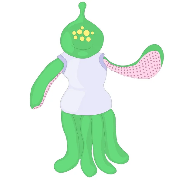 Alienígena Amistoso Una Criatura Alienígena Fantástico Personaje Juguete Para Niños — Vector de stock