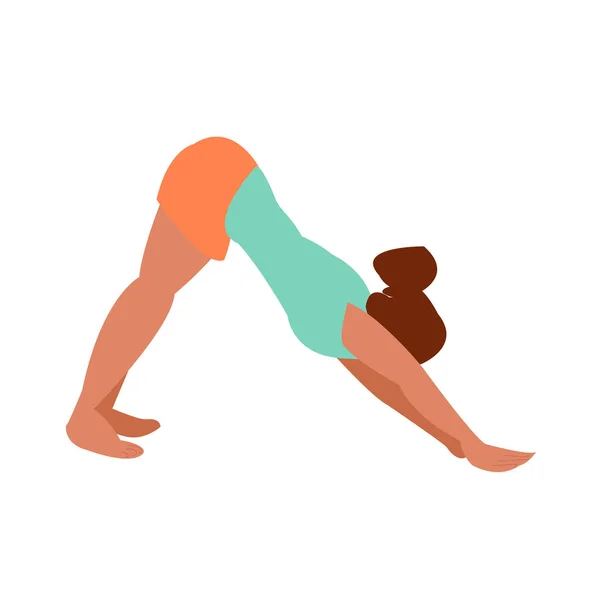 Fille Fait Yoga Cours Conditionnement Physique Unique Méditation Debout Dans — Image vectorielle