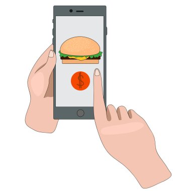 Eve servis yemeği. Uygulamadan hamburger almak. Fast food. sipariş ürünleri online.
