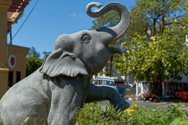 Phuket Thailand Januar 2020 Eine Elefantenstatue Als Dekoration Einem Kleinen — Stockfoto