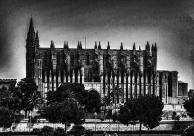 PALMA, MALLORCA, İspanya, 20 Temmuz 2016: Palma de Mallorca Katedrali, İspanya.