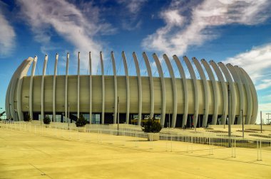 ZAGREB, CROATIA, 11 Mart 2018: Hırvatistan 'ın Zagreb kentindeki ünlü spor salonu.