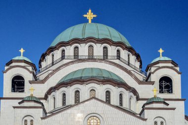 BELGRAD, SERBIA, 10 Nisan 2018: Belgrad, Sırbistan 'daki Saint Sava Kilisesi.
