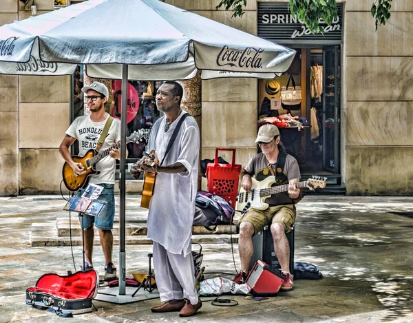 Pallma Mallorca Spain July 2016 Street Musicians Playing Summer Day — Stock Photo, Image