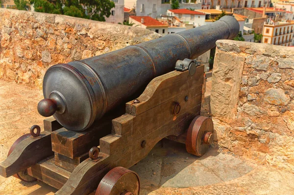 Vieux Canon Sur Les Murs Vieille Ville Ibiza Ibiza Espagne — Photo