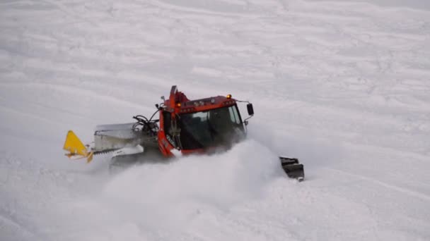 Soelden Austria January 2018 Snow Grooming Machine Work Soelden Austria — 图库视频影像