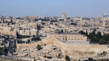 Kudüs, İsrail 'deki Eski Kudüs' e Panoramik bir bakış açısı.