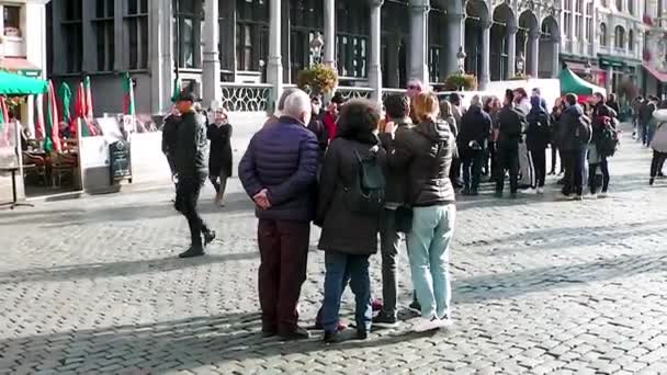Brussel België November 2018 Toeristen Groepen Als Individuen Gran Place — Stockvideo