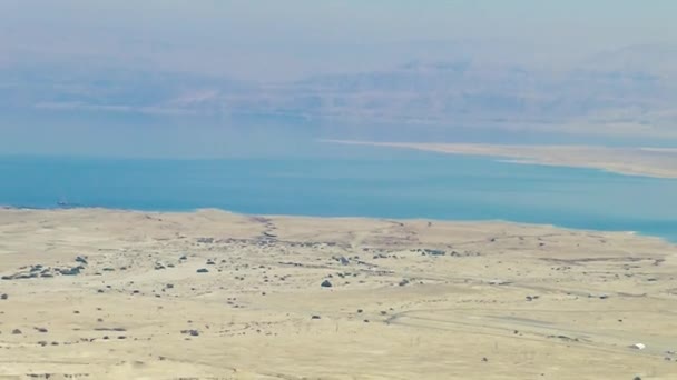 Krajobraz Morza Martwego Widziany Szczytu Wzgórza Parku Narodowym Masada Izrael — Wideo stockowe